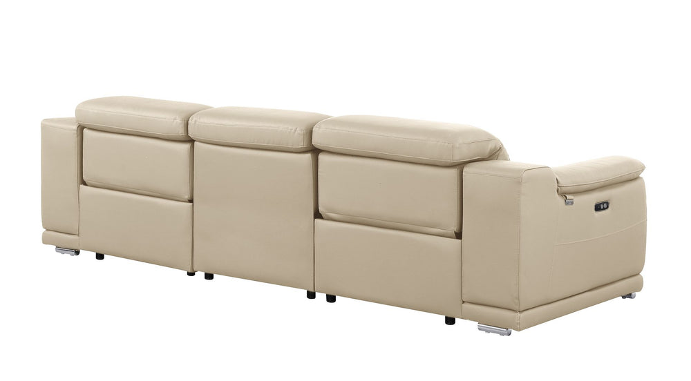DivanItalia 9762 3-Piece Modular Power Reclining Sofa with 2 Power Recliners in Top Grain Italian Leather - Beige