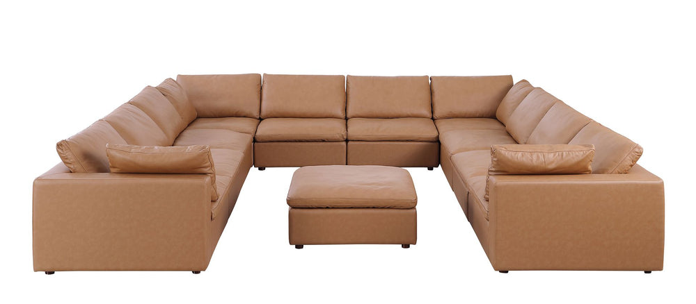 DivanItalia 1100 11-Piece U-Shaped Sectional in Top-Grain Italian Leather - Cognac