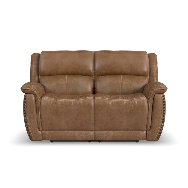 Beau Fabric Power Reclining Loveseat with Power Headrests in Silt