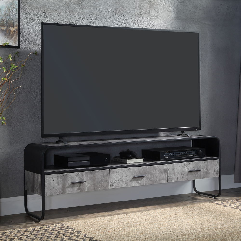 Raziela - 20" TV Stand - Concrete Gray & Black