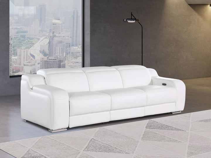DivanItalia Beige 3-Piece Modular Power Reclining Sofa in Top Grain Italian Leather with 3 Power Recliners &amp; Power Headrests