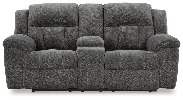 Frohn - Dbl Reclining Loveseat with Console - Graphite
