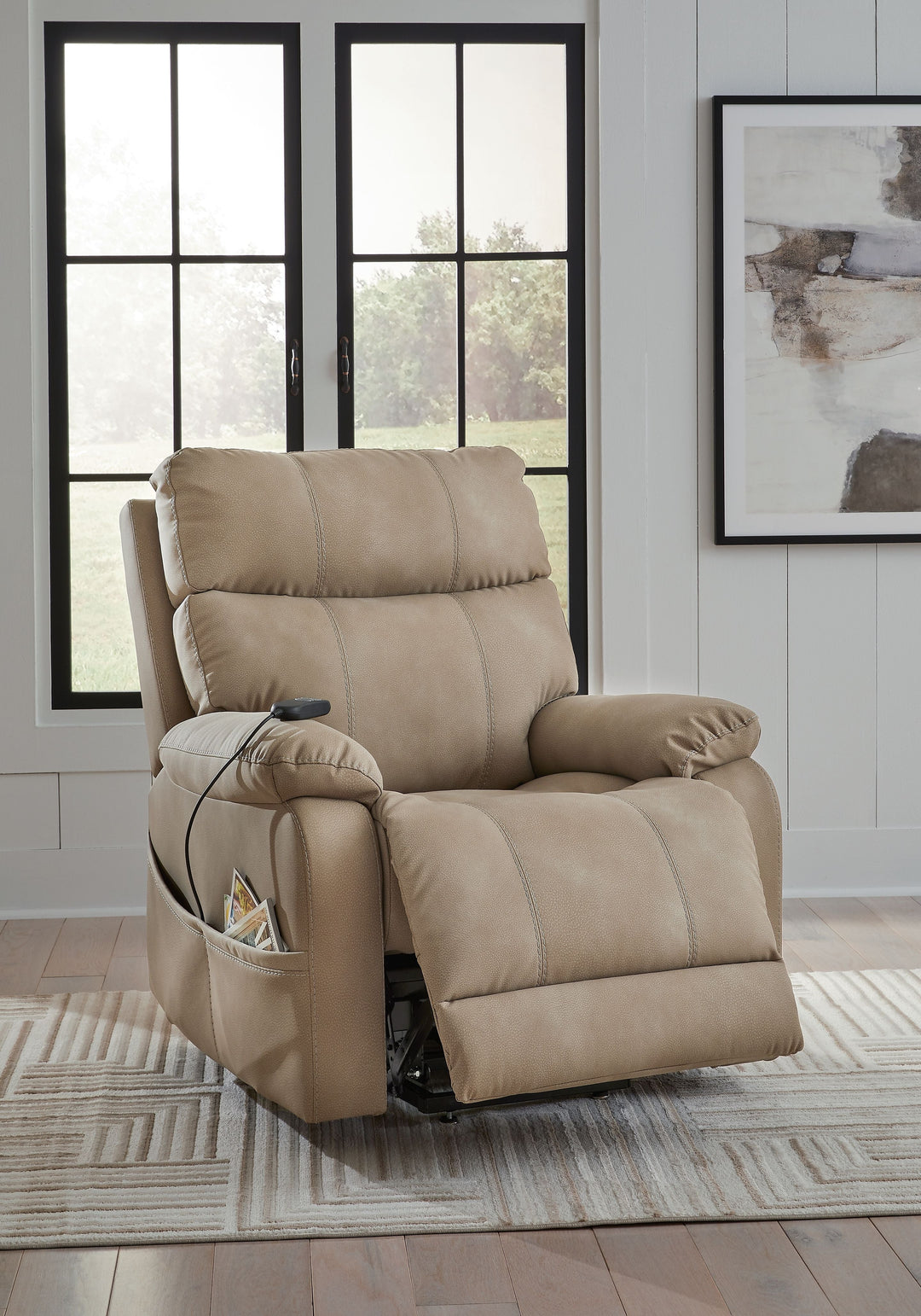 Next-Gen Durapella Power Lift Recliner with Dual Motors & Faux Leather Upholstery - Sand