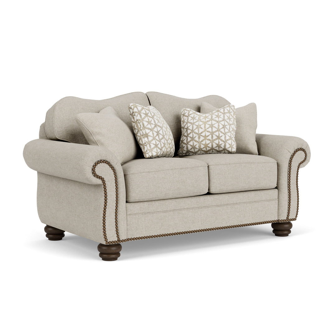 Bexley  Fabric Loveseat, Nailhead Trim  Beige