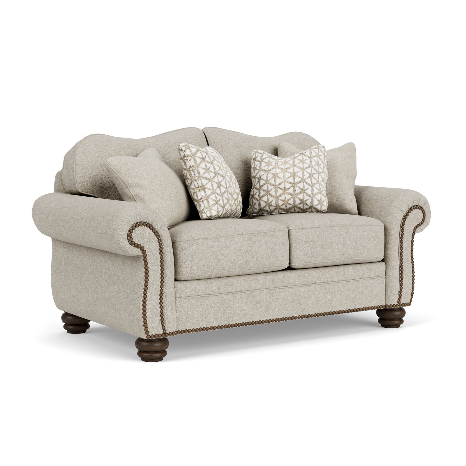 Bexley  Fabric Loveseat, Nailhead Trim  Beige