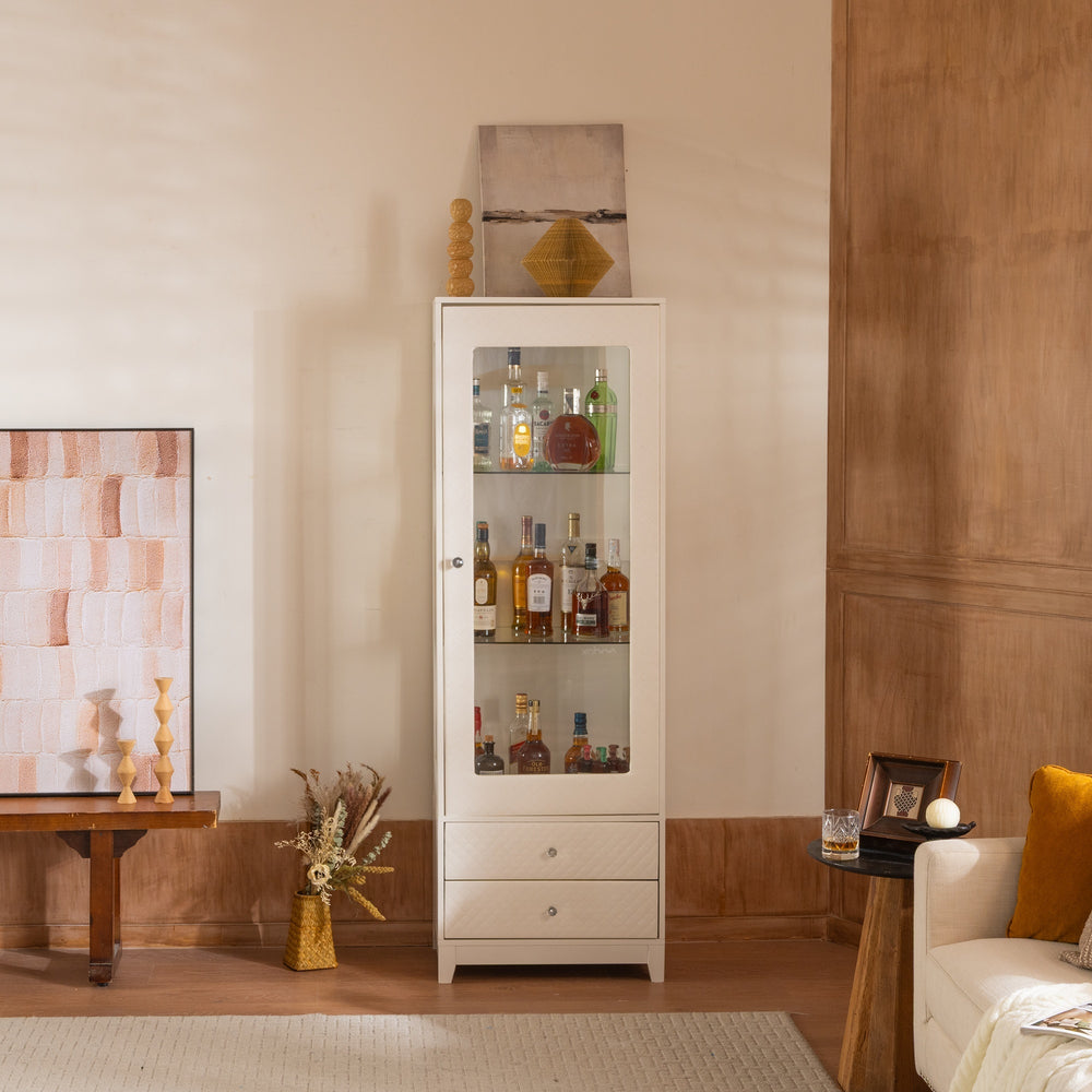 modern-upholstered-glass-display-cabinet-with-adjustable-led-light-in-white