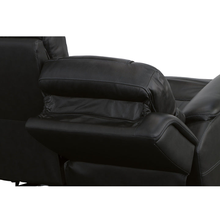 Crew Leather Power Reclining Loveseat with Power Headrests &amp; Lumbar in Raven