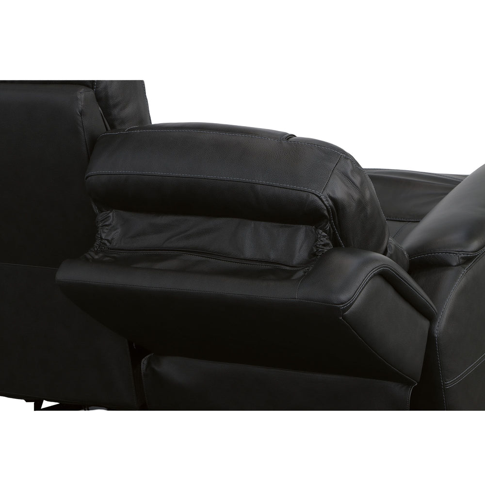 Crew Leather Power Reclining Loveseat with Power Headrests & Lumbar in Raven