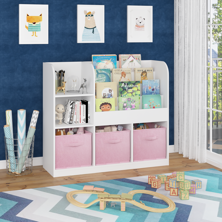 kids-bookcase-and-bookshelf-multifunctional-bookcase-white-pink