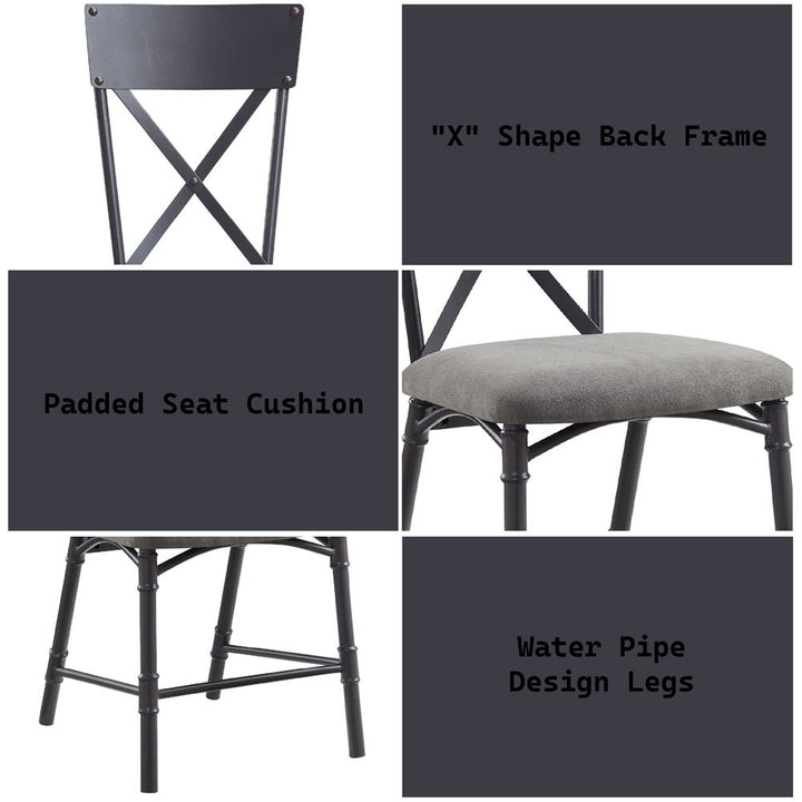 Edina - Side Chair Set of 2) - Gray Fabric, Oak & Sandy Black