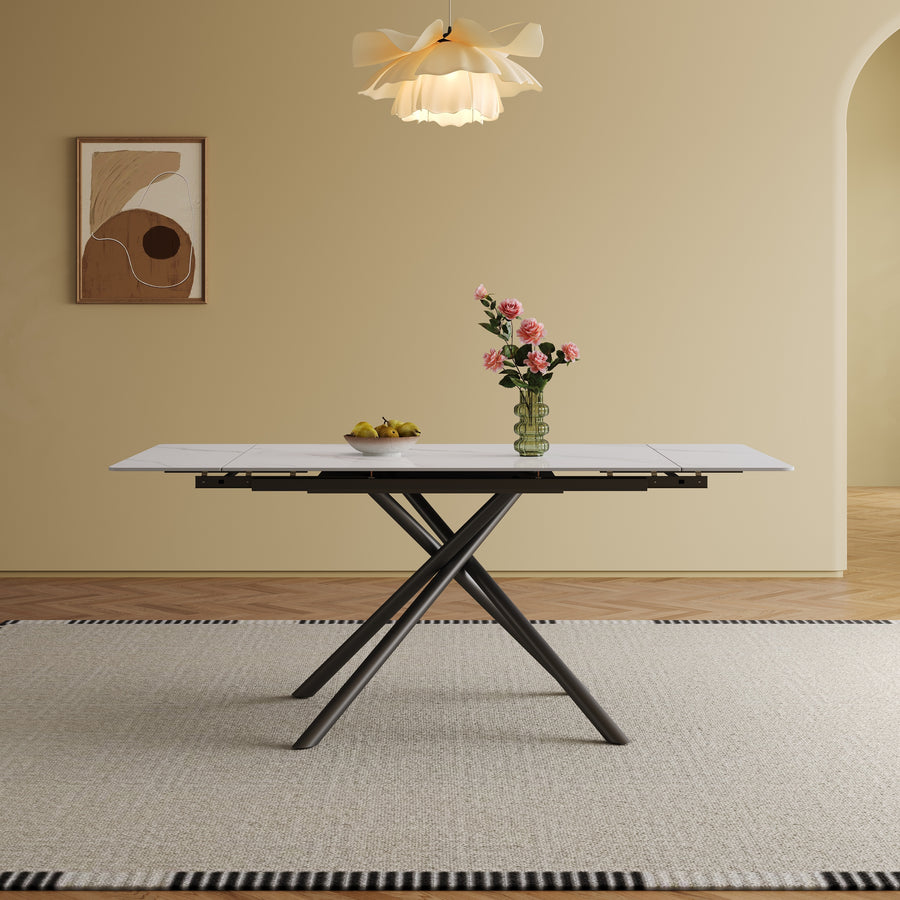 Modern 83" Extendable Sintered Stone Dining Table – Seats 6–8
