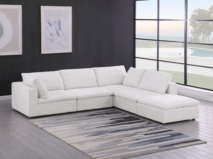 DivanItalia 1100 5-Piece Right Arm Facing 3-Seat Sectional – Top-Grain Italian Leather - Pearl