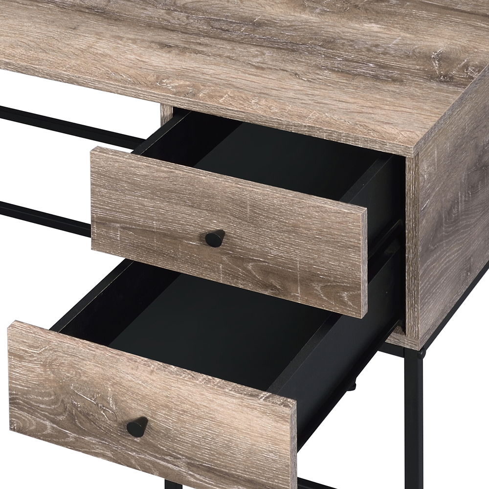 Desirre - Writing Desk With USB - Rustic Oak & Black