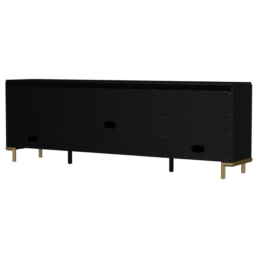 Arini - Rattan Cane 2-Door TV Stand Media Console - Black