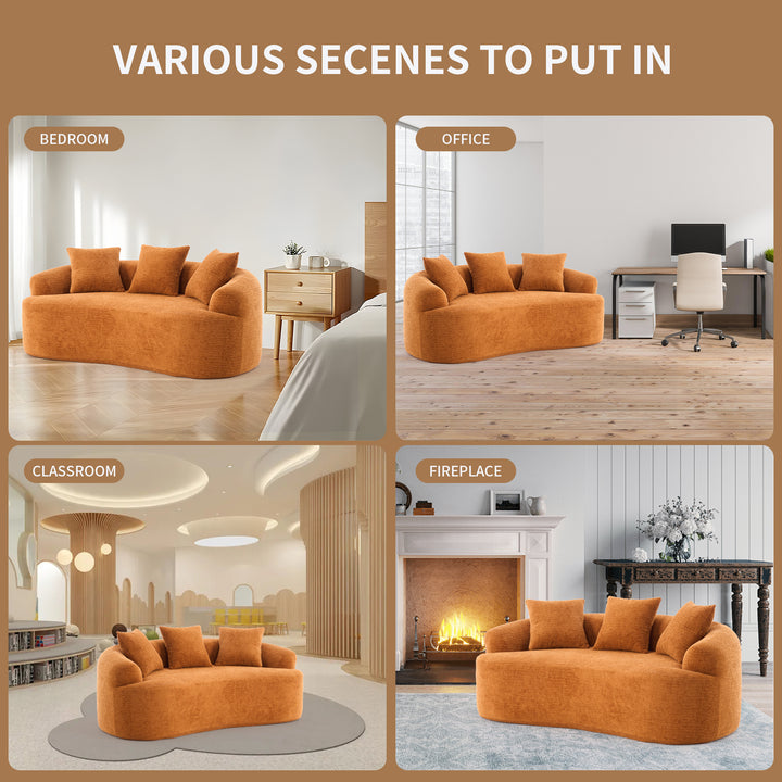 curved-loveseat-orange-full-compression-sponge-sofa