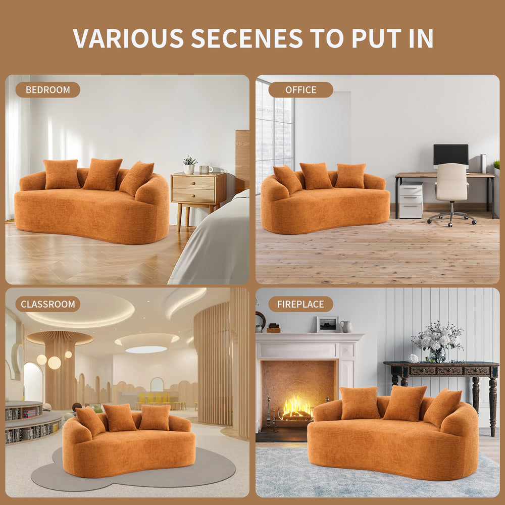 curved-loveseat-orange-full-compression-sponge-sofa