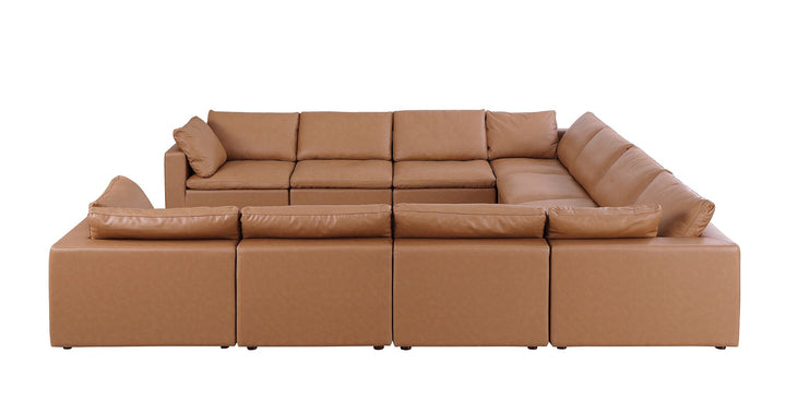 DivanItalia 1100 10-Piece U-Shaped Sectional in Top-Grain Italian Leather - Cognac