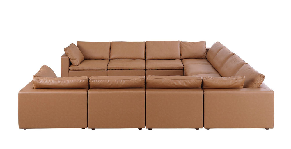 DivanItalia 1100 10-Piece U-Shaped Sectional in Top-Grain Italian Leather - Cognac