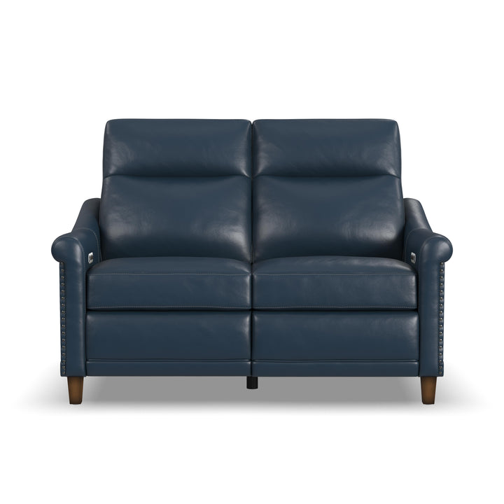 Elizabeth Leather Power Recliner with Power Headrest in Sea