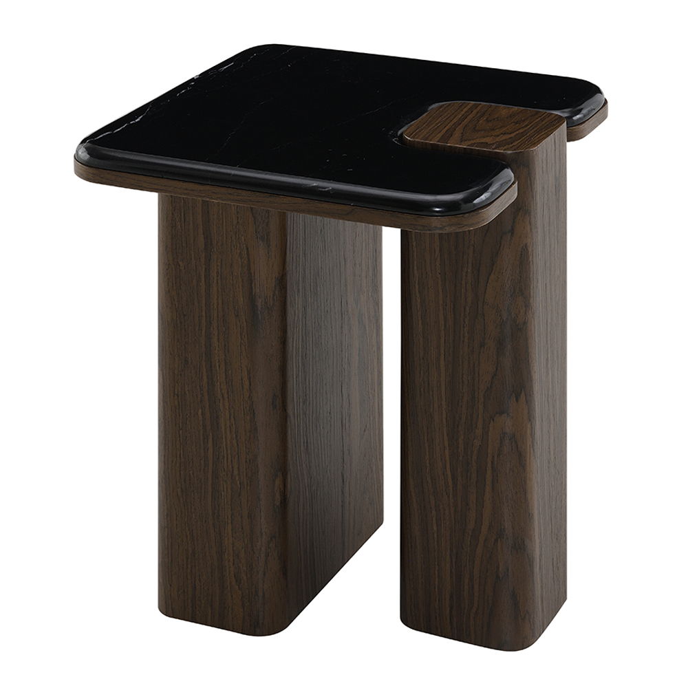 Dana - End Table With Marble Top - Natural / Dark Walnut