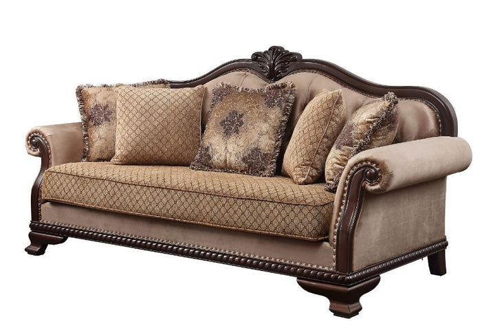 Chateau De Ville - Sofa With 5 Pillows Same Lv01588) - Fabric & Espresso