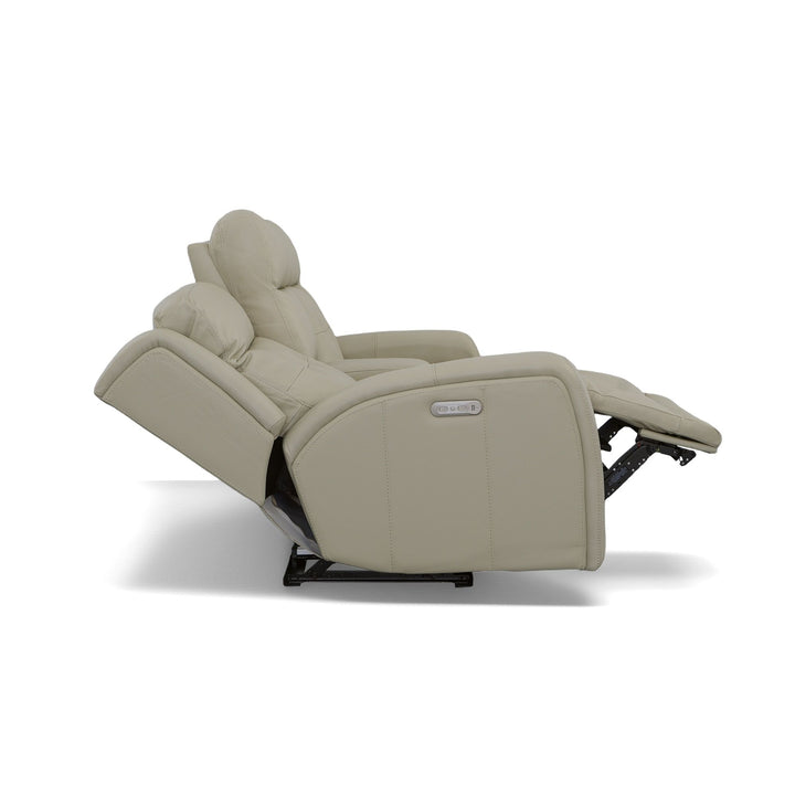 Grant Leather Power Reclining Loveseat with Console &amp; Power Headrests in Ivory