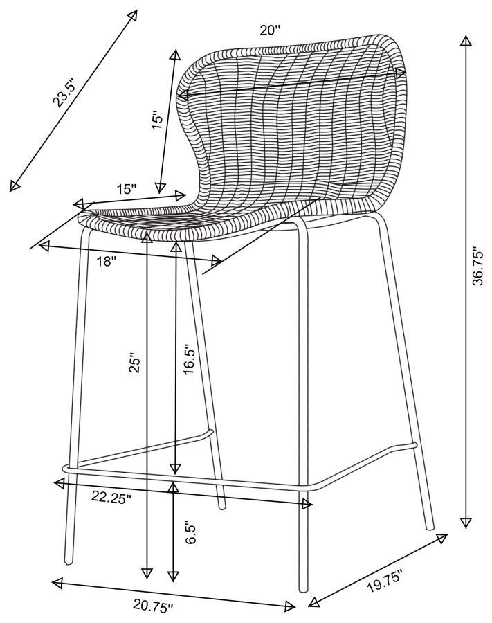 Mckinley - Faux Rattan Metal Counter Chair  - Brown