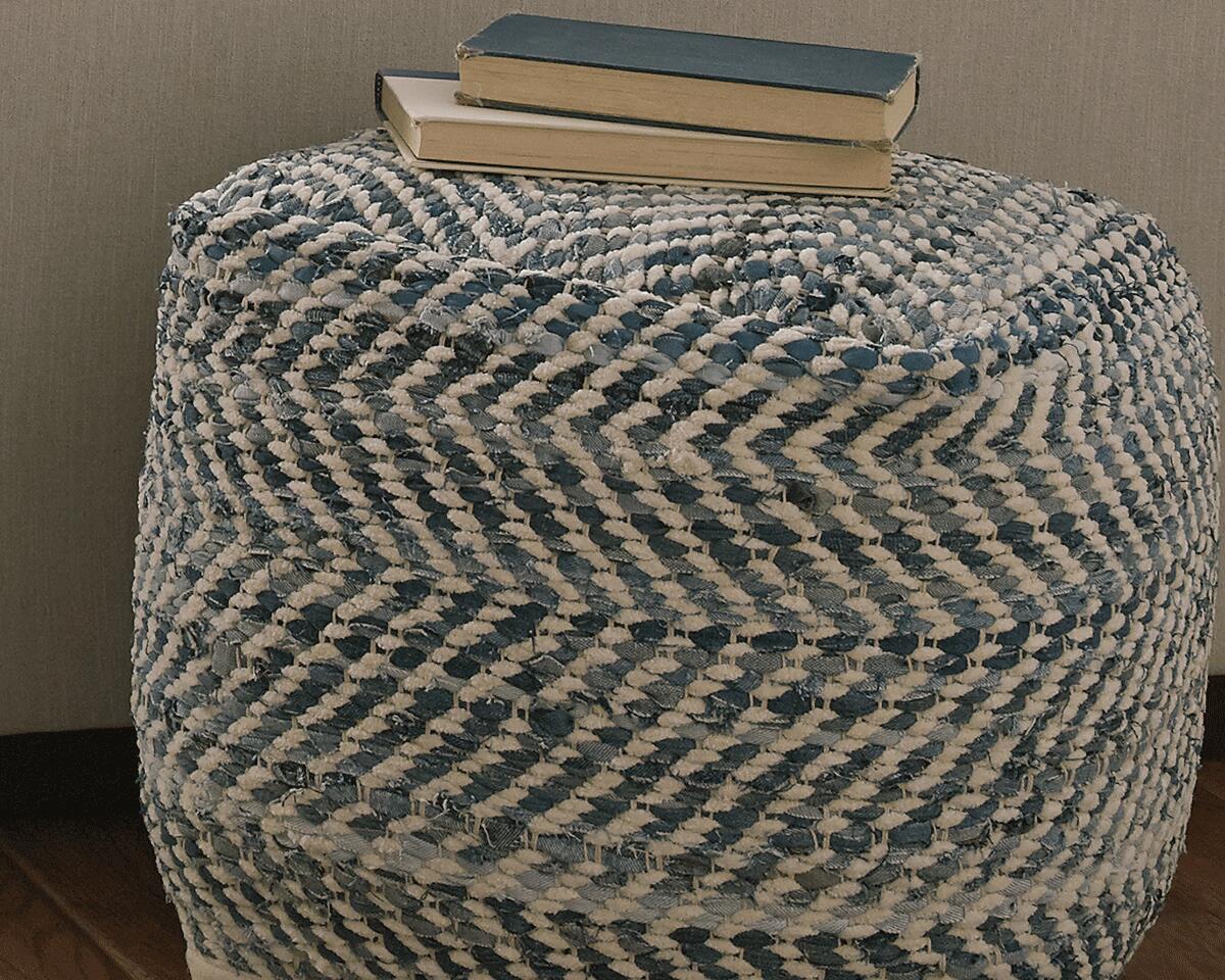 Chevron Pouf - Blue (2)