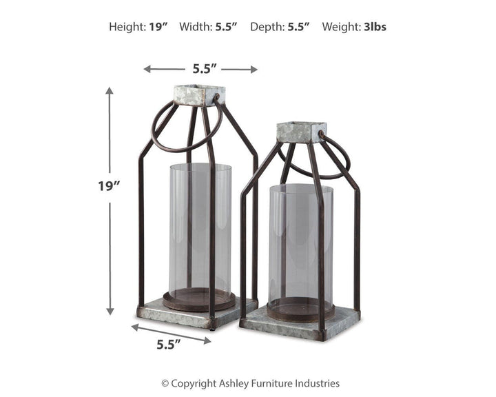Diedrick Lantern (Set of 2) - Dark Gray (3)