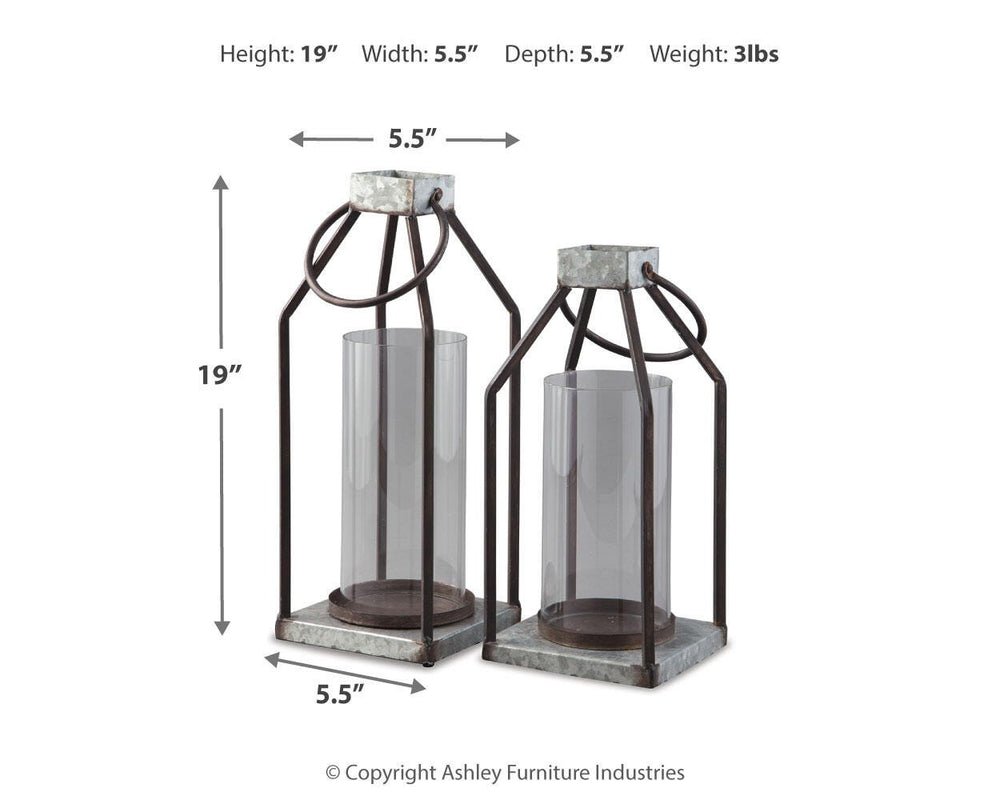 Diedrick Lantern (Set of 2) - Dark Gray (3)