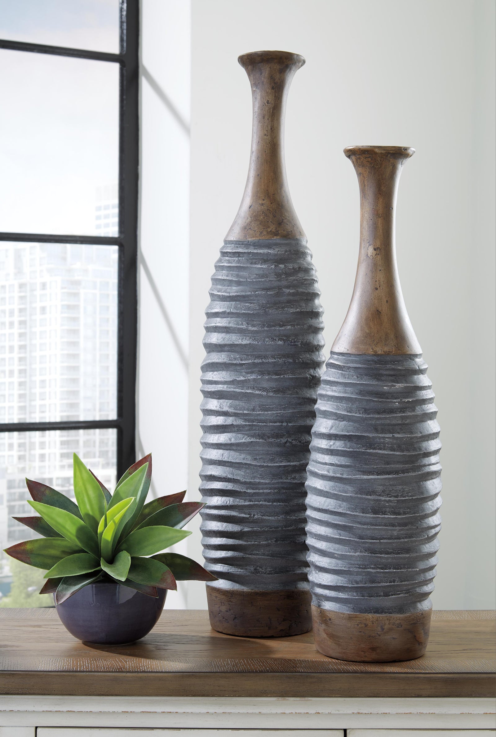Blayze Vase (Set of 2) - Dark Gray (2)