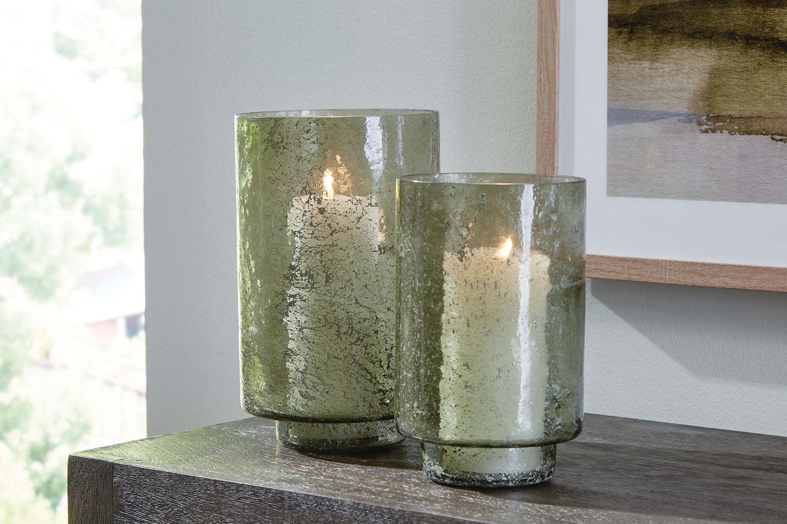 Clarkton Candle Holder Set (Set of 2) - Green (2)