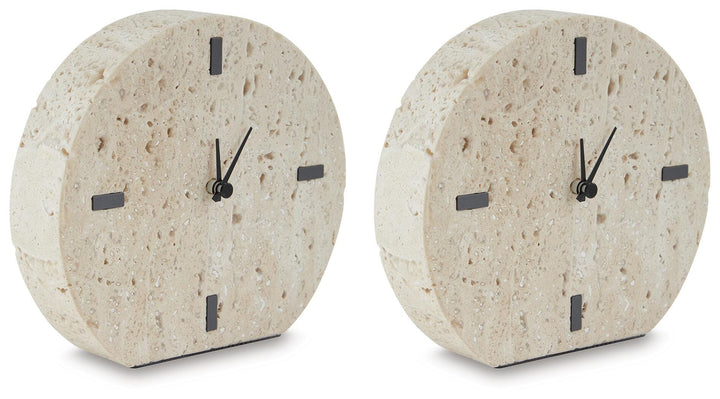 Donfordson Table Clock (Set of 2) - Beige (1)