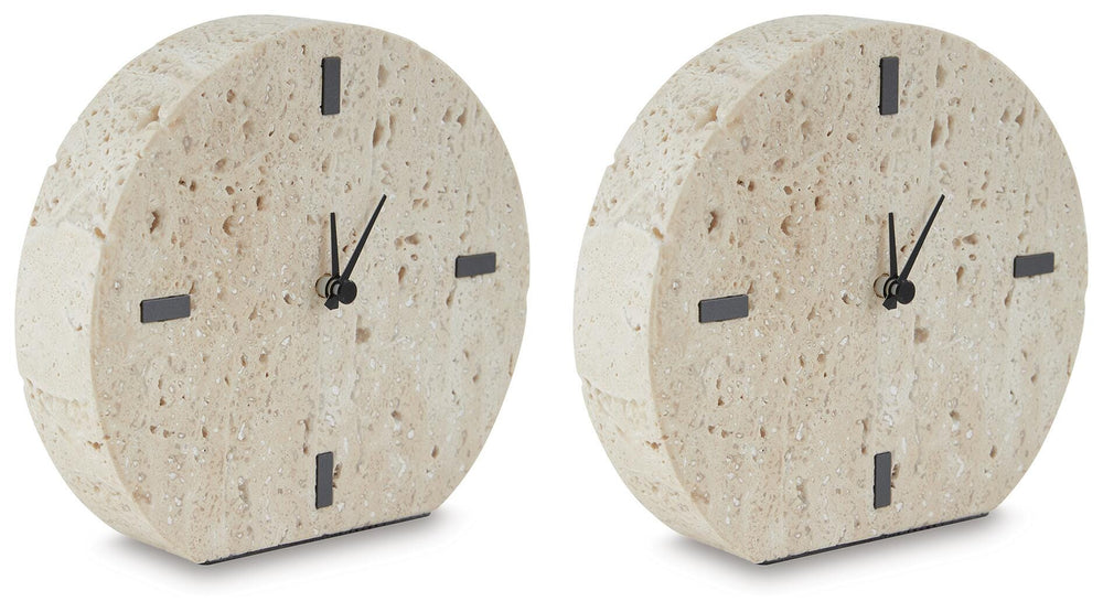 Donfordson Table Clock (Set of 2) - Beige (1)