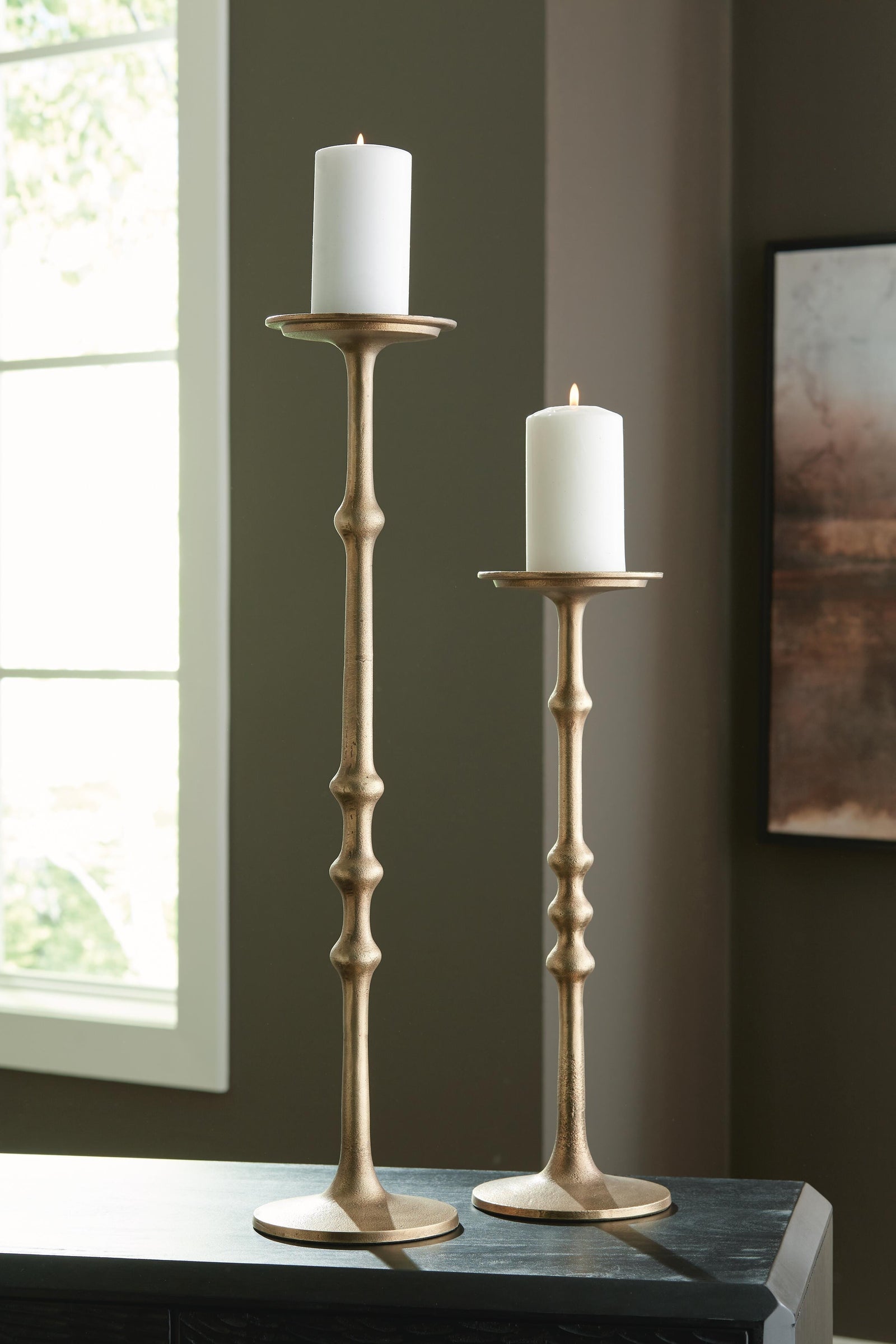 Larwick Candle Holder (Set of 2) - Light Brown (2)