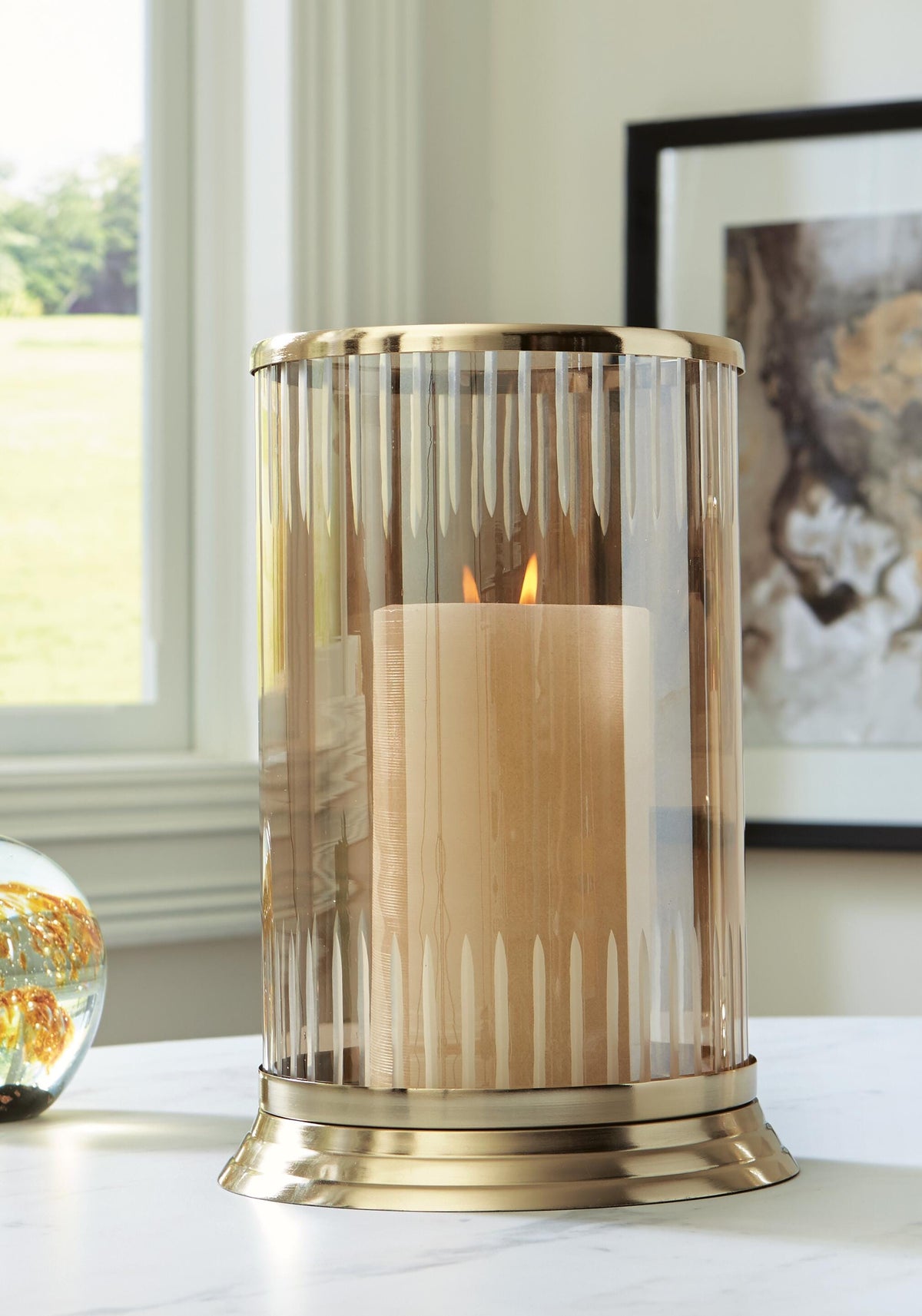 Aavinson Candle Holder - Amber/Gold Finish (2)