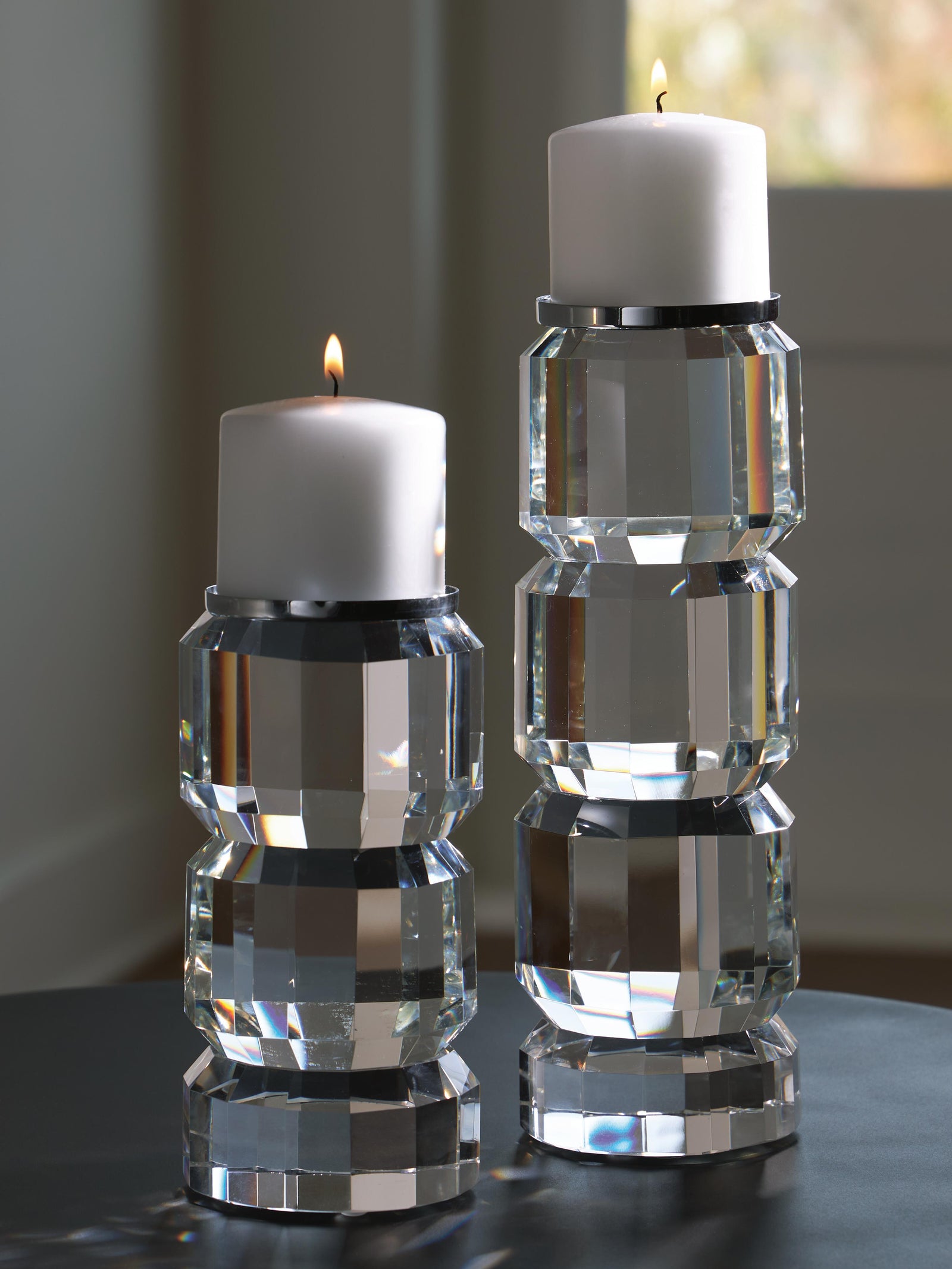 Brentley Candle Holder Set (Set of 2) - Pearl Silver (2)