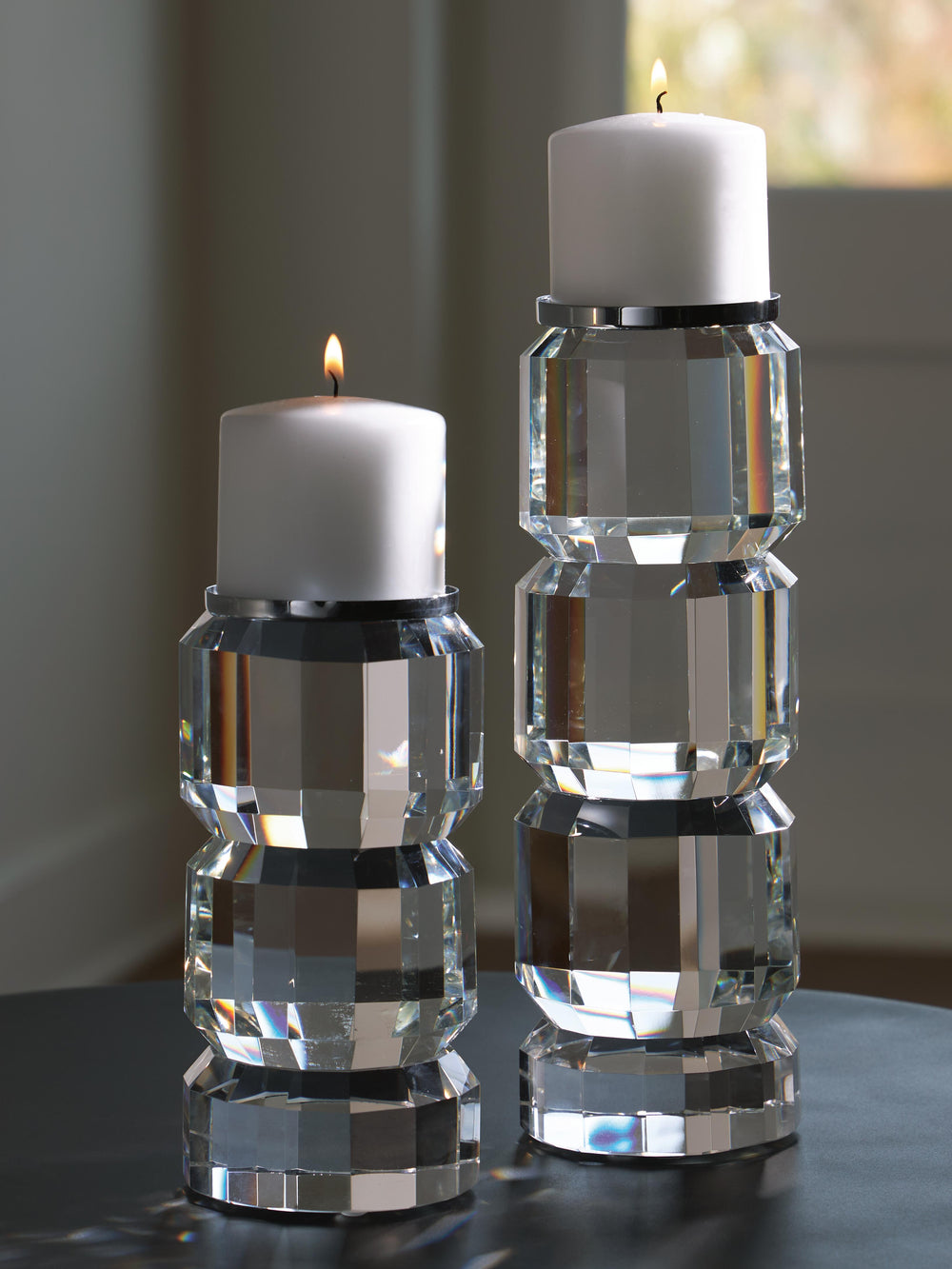Brentley Candle Holder Set (Set of 2) - Pearl Silver (2)
