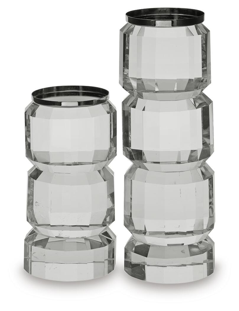 Brentley Candle Holder Set (Set of 2) - Pearl Silver (1)