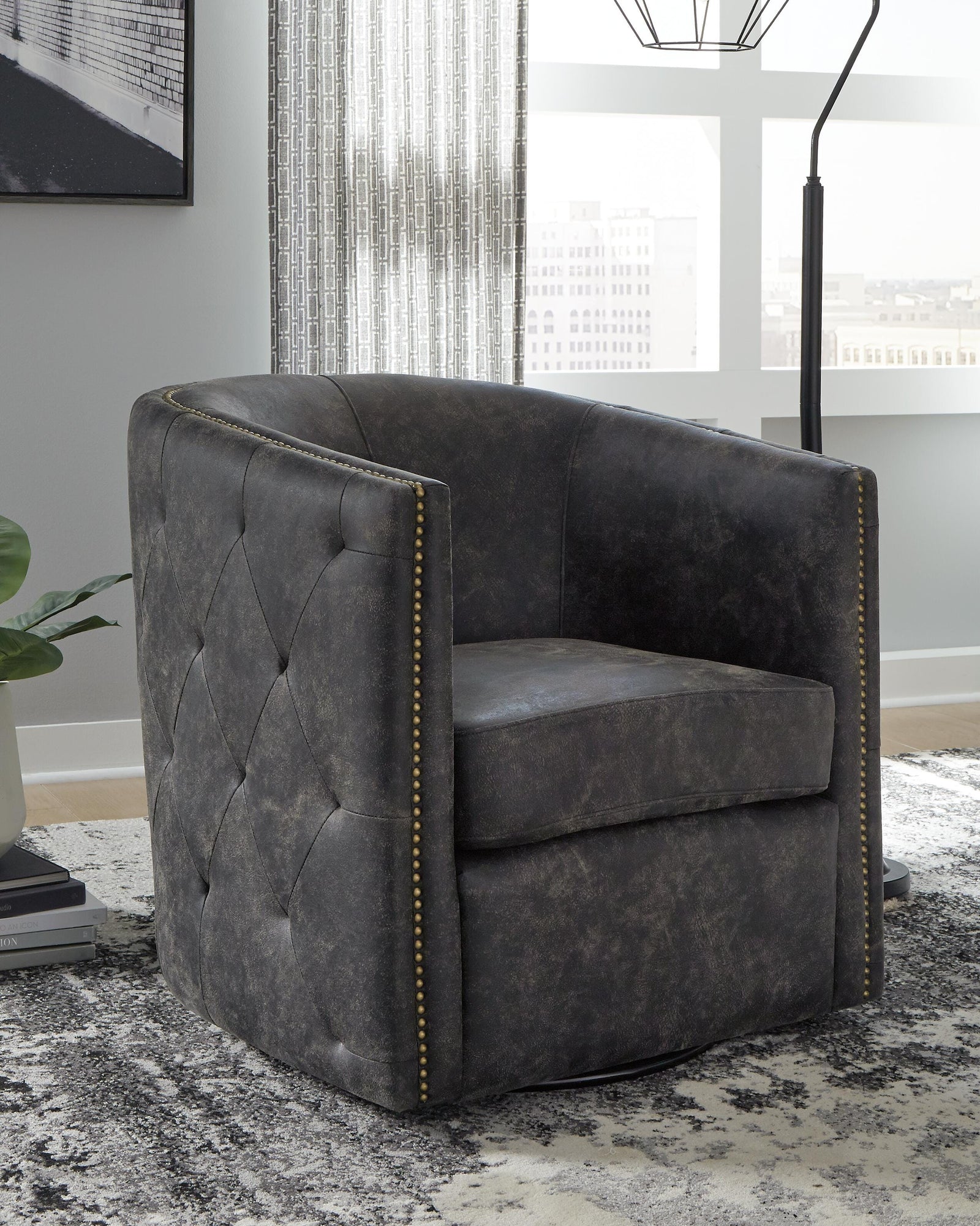 Brentlow Swivel Accent Chair - Black (2)