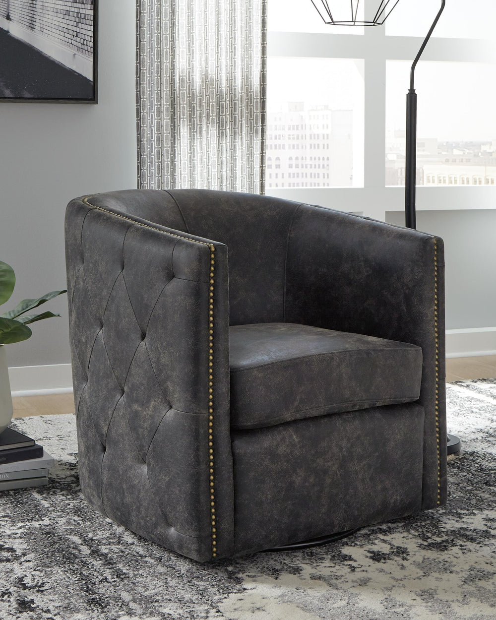 Brentlow Swivel Accent Chair - Black (2)