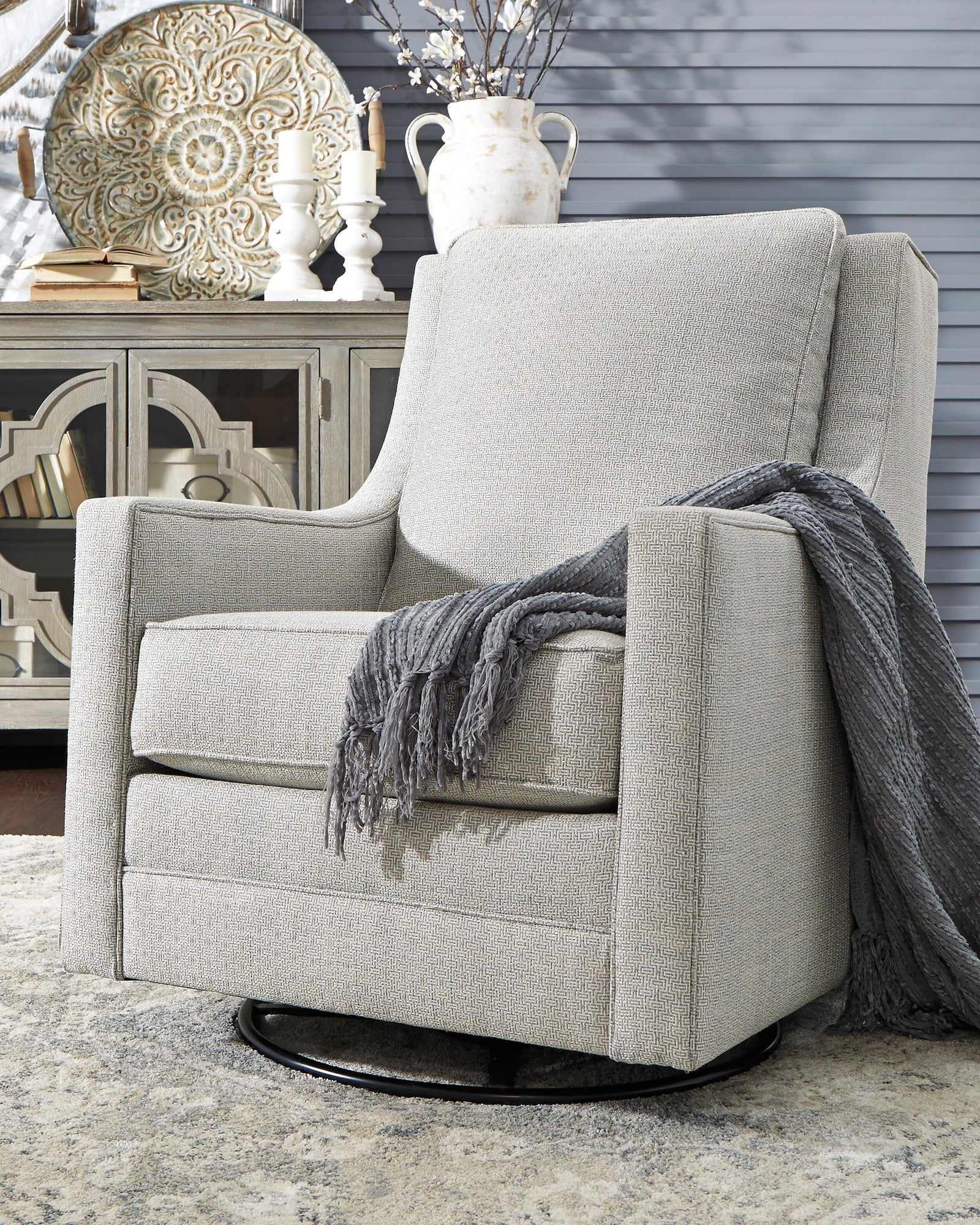 Kambria Swivel Glider Accent Chair - Beige (2)