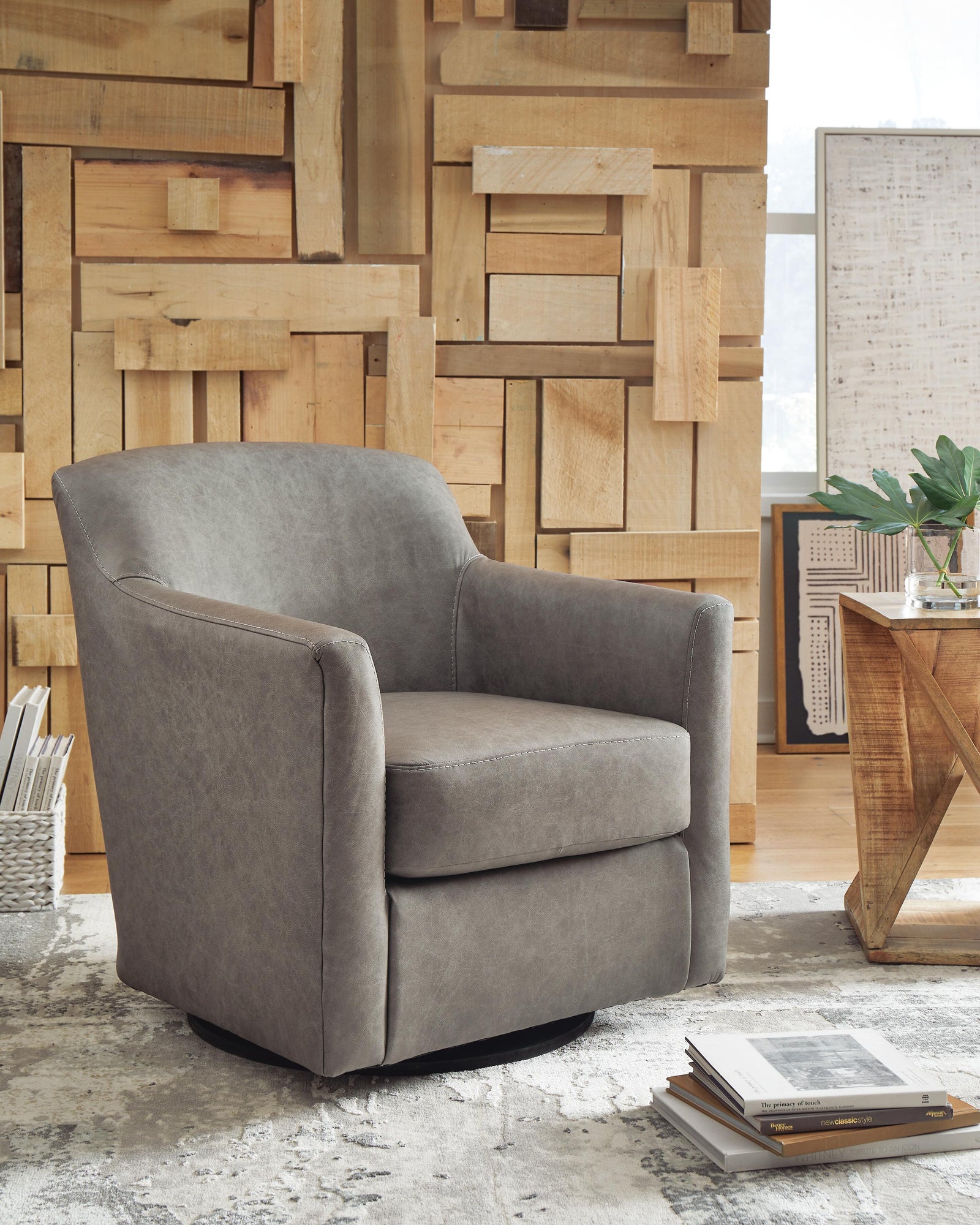 Bradney Swivel Accent Chair - Dark Gray (2)