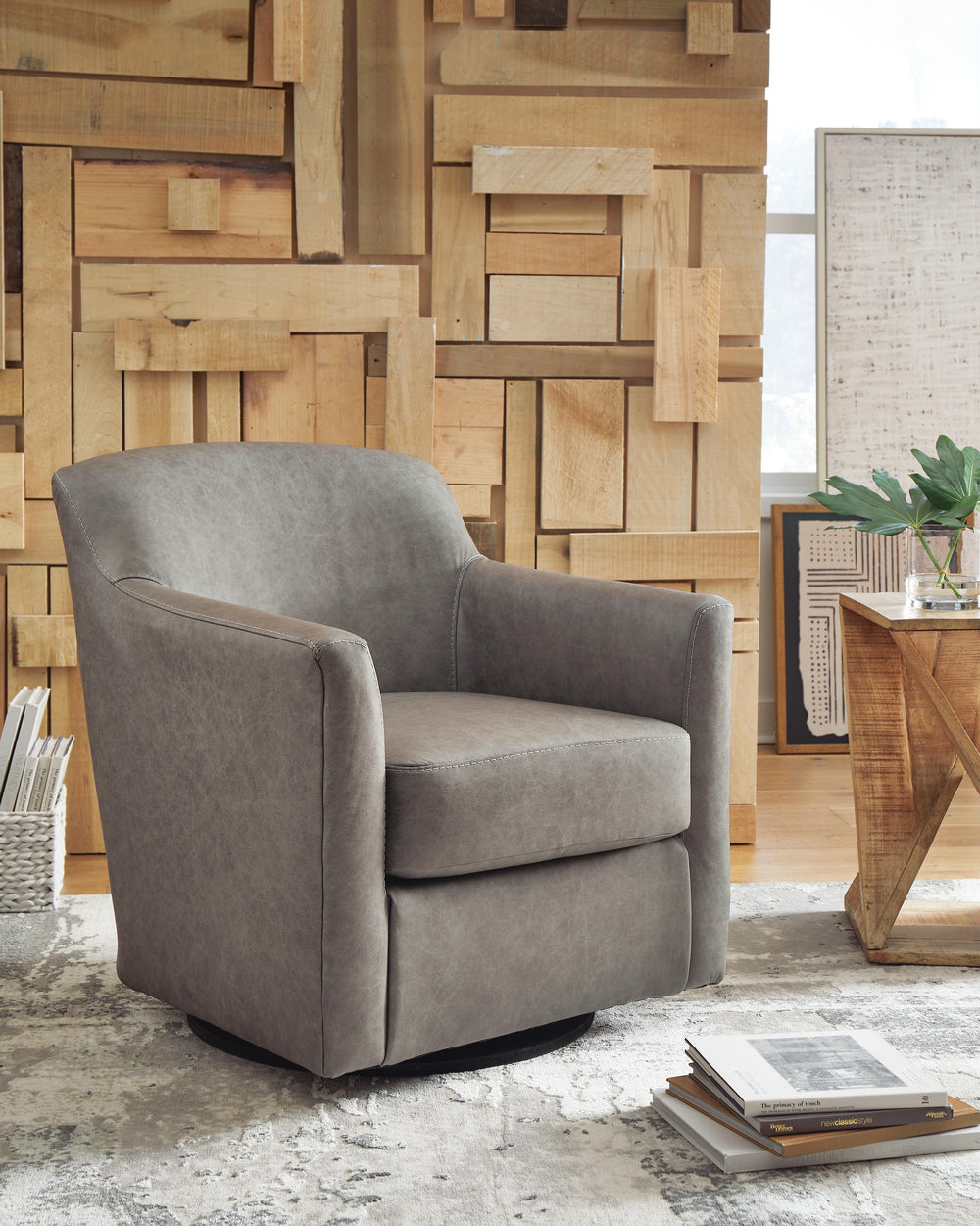Bradney Swivel Accent Chair - Dark Gray (2)