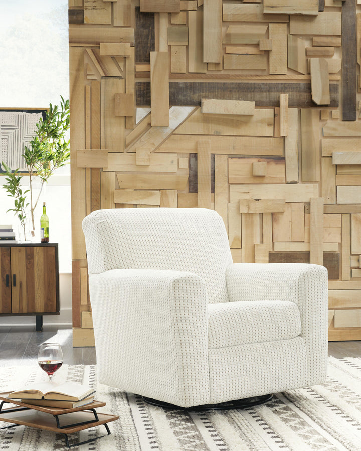 Herstow Swivel Glider Accent Chair - White (2)