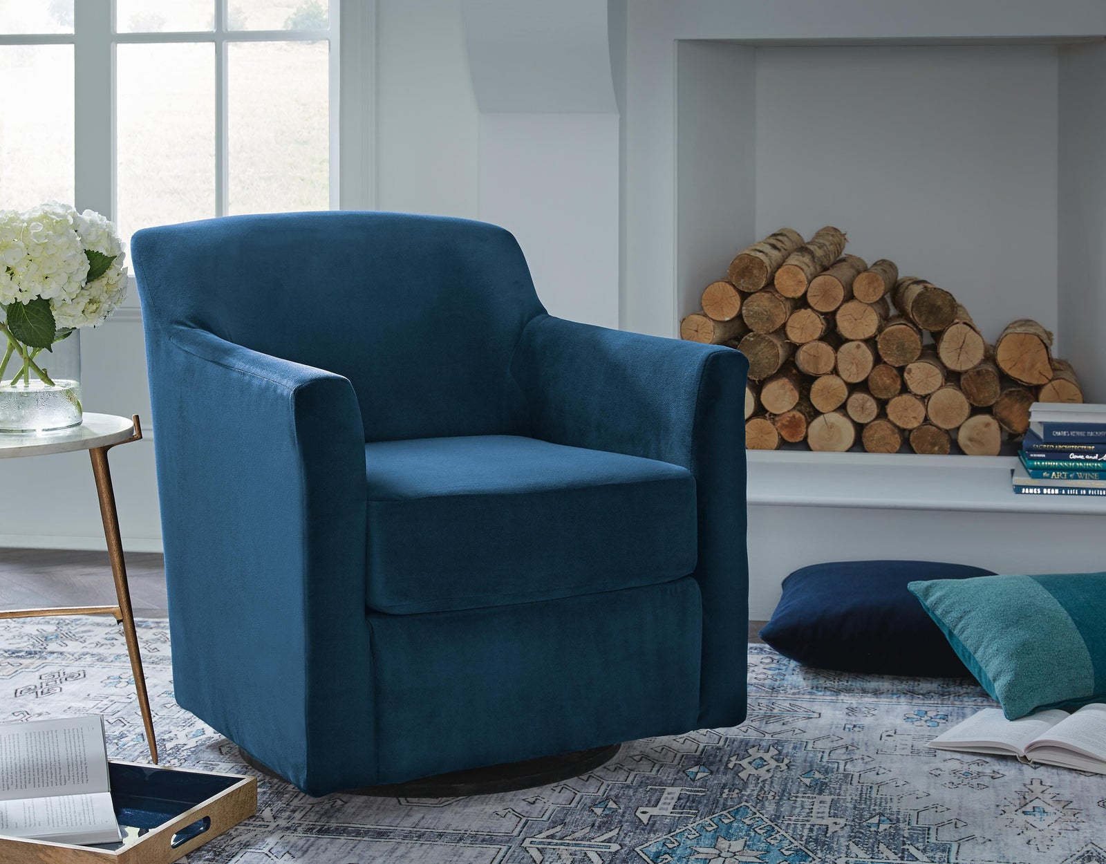 Bradney Swivel Accent Chair - Blue (2)