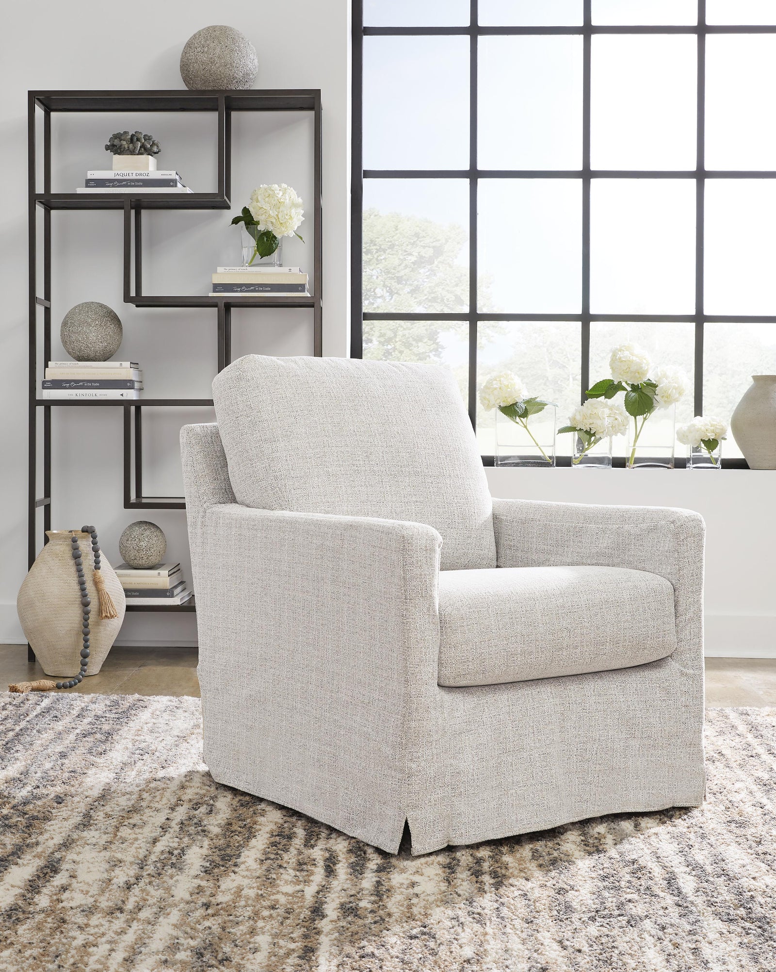 Nenana Next-Gen Nuvella Swivel Glider Accent Chair - Pearl Silver (2)