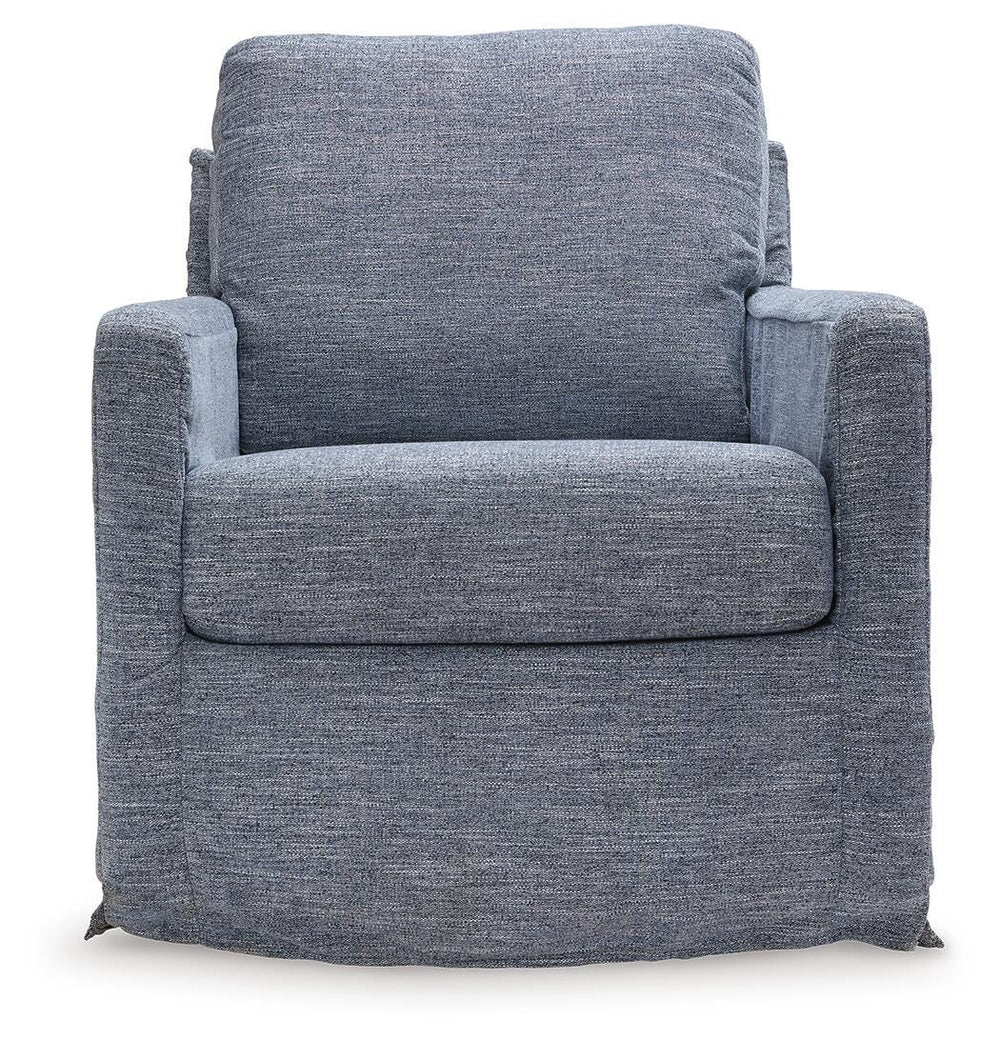 Nenana Next-Gen Nuvella Swivel Glider Accent Chair - Blue (3)