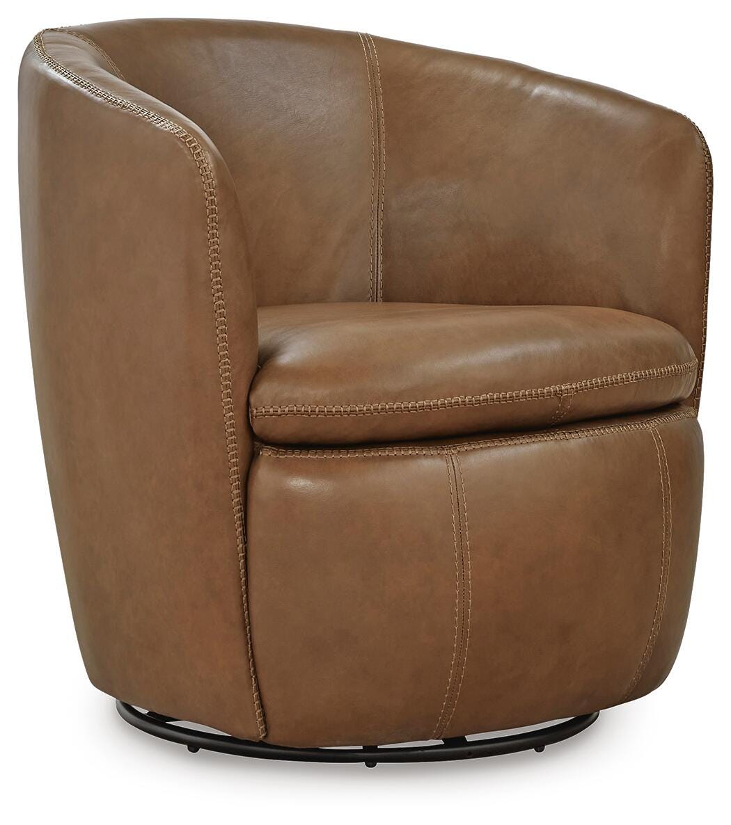 Kierreys Swivel Accent Chair - Light Brown (1)