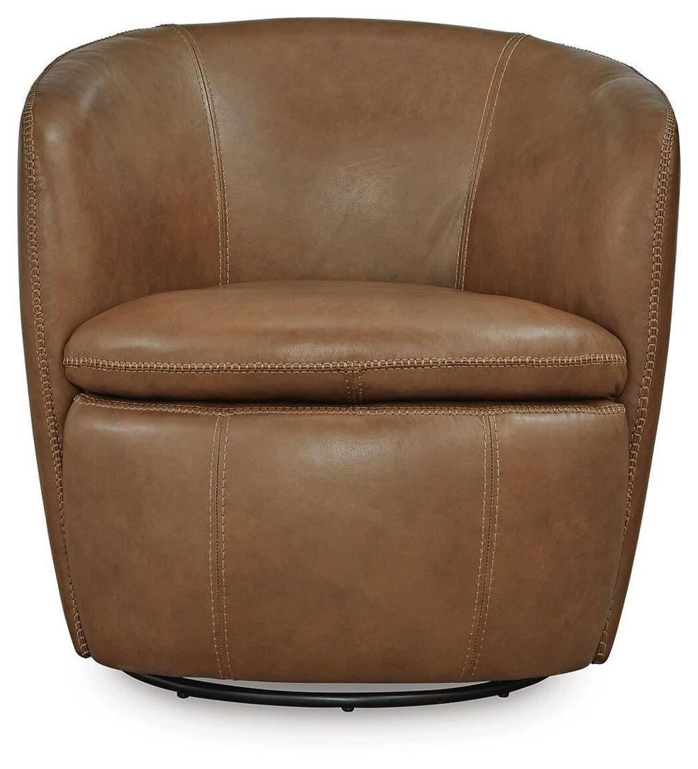 Kierreys Swivel Accent Chair - Light Brown (3)